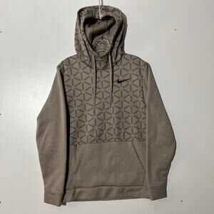 Nike Men's Brown Therma Fit All Over Print Fleece Hoodie (DD1760-087) Size Small